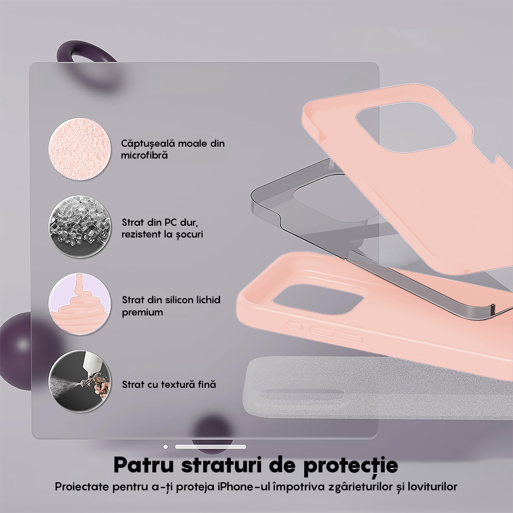 Husa Soft Silicone - iPhone 15 Pro Max - Pink Sand