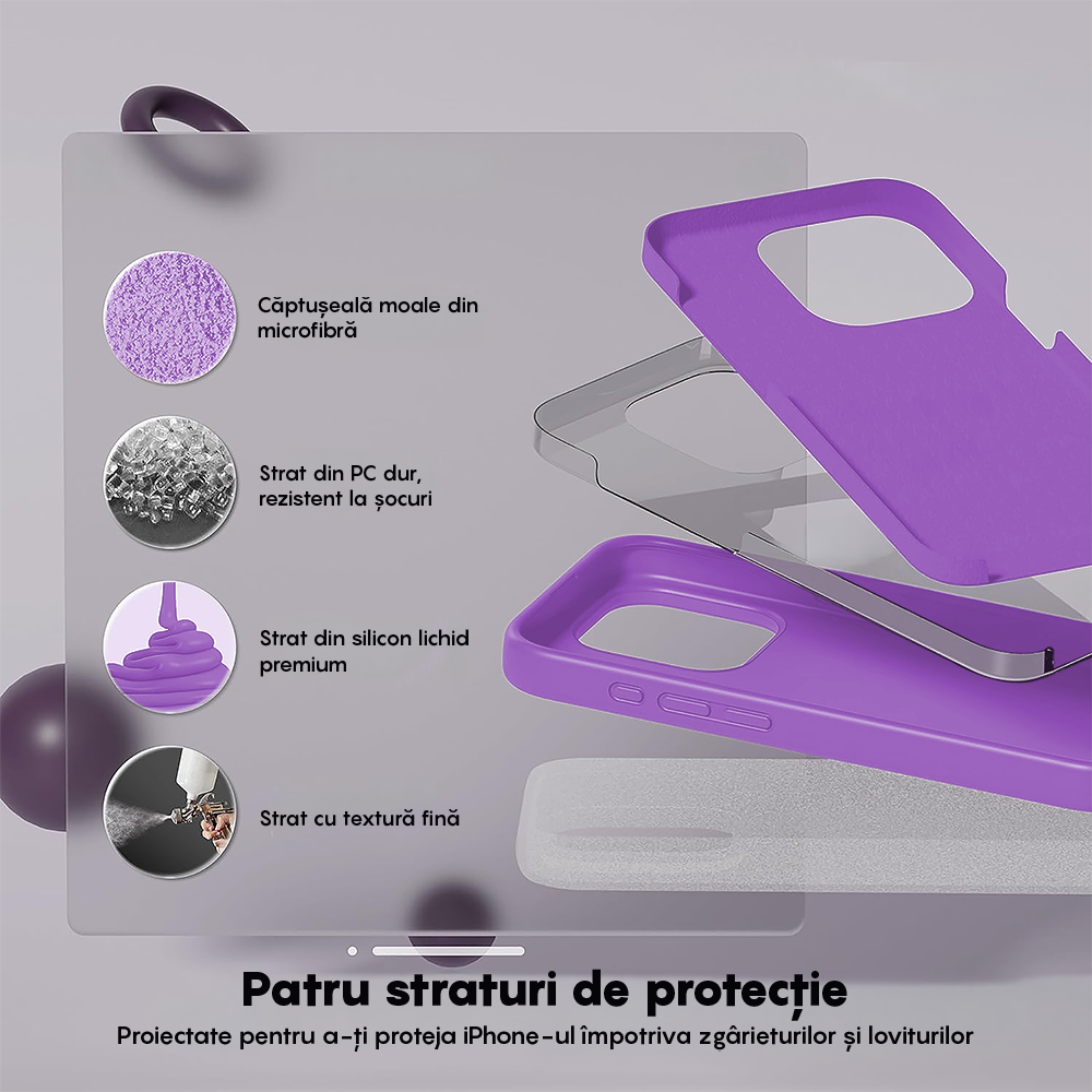 Husa Soft Silicone - iPhone 15 Pro - Light Purple