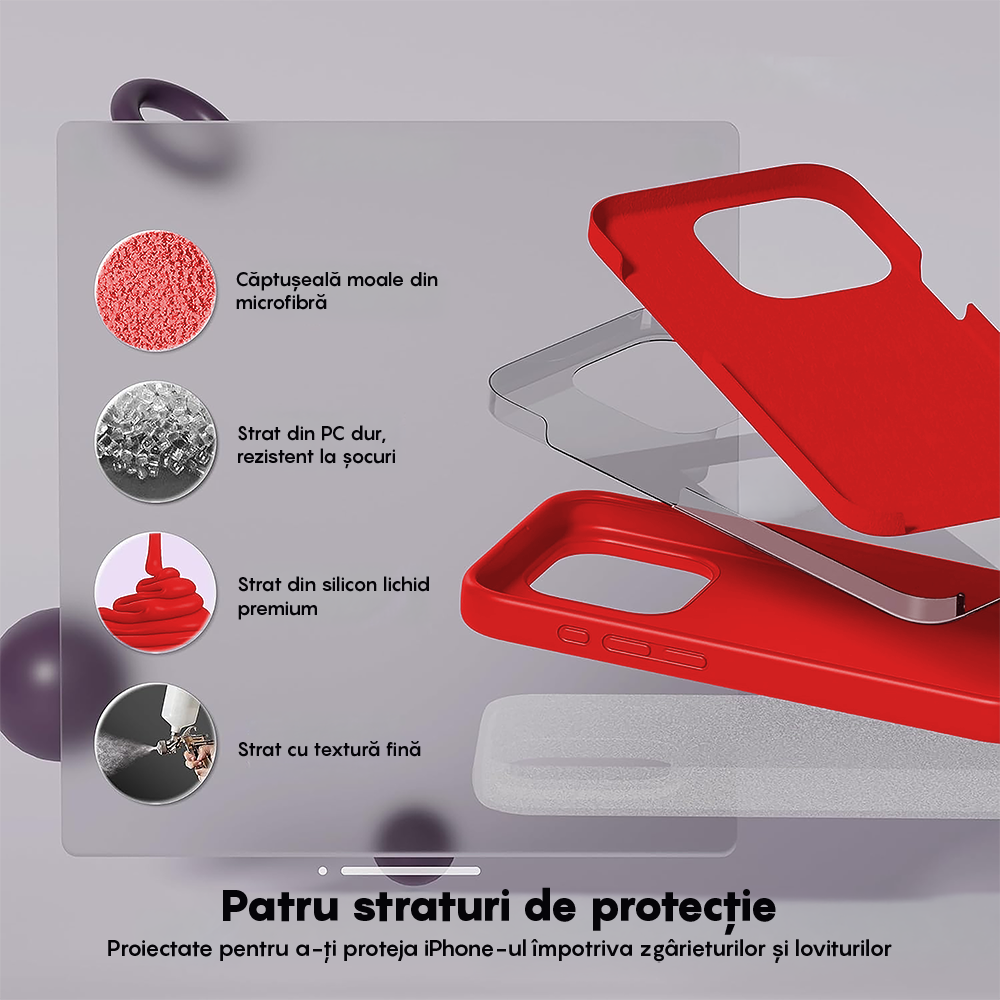 Husa Soft Silicone - iPhone 15 Pro - Rosu