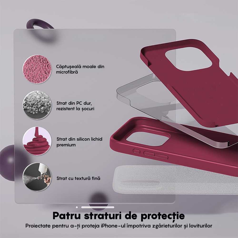 Husa Soft Silicone - iPhone 15 Pro - Burgundy