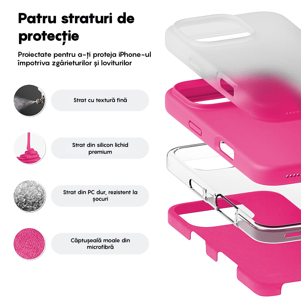 Husa Soft Silicone - iPhone 16 Pro - Fuchsia