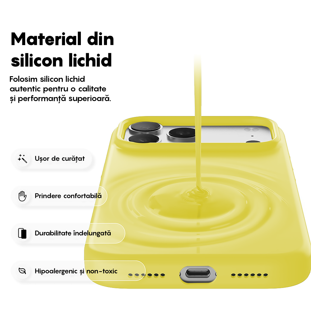 Husa Soft Silicone - iPhone 17 Pro Max - Yellow