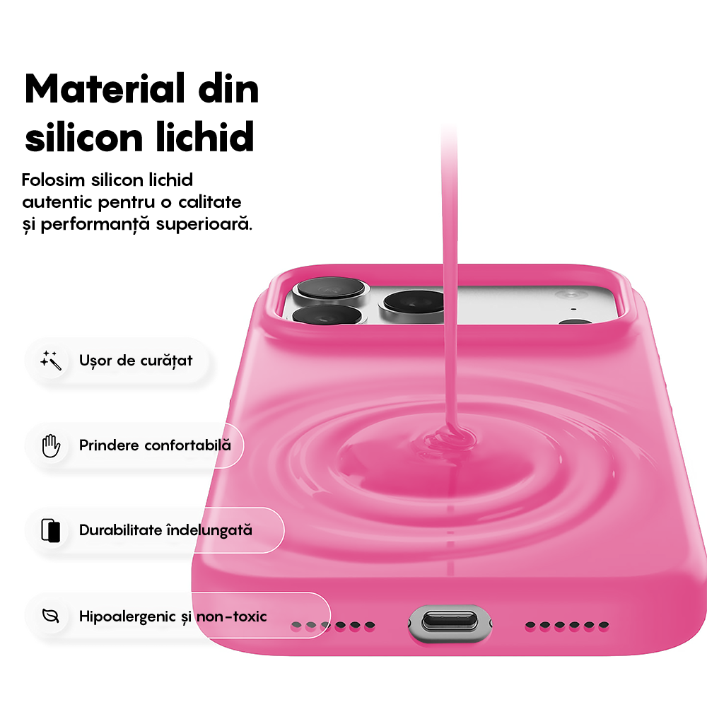 Husa Soft Silicone - iPhone 17 Pro Max - Fuchsia
