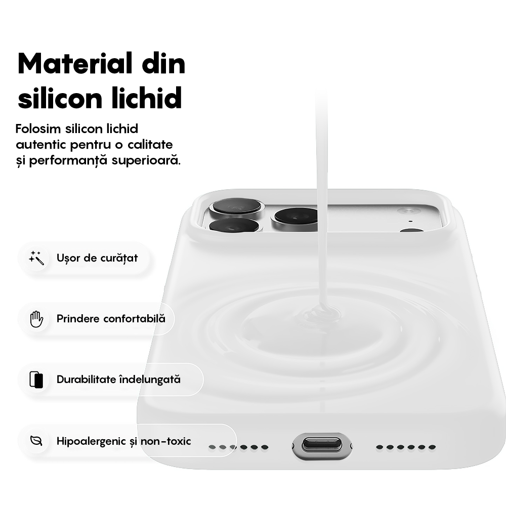 Husa Soft Silicone - iPhone 17 Pro Max - Alb
