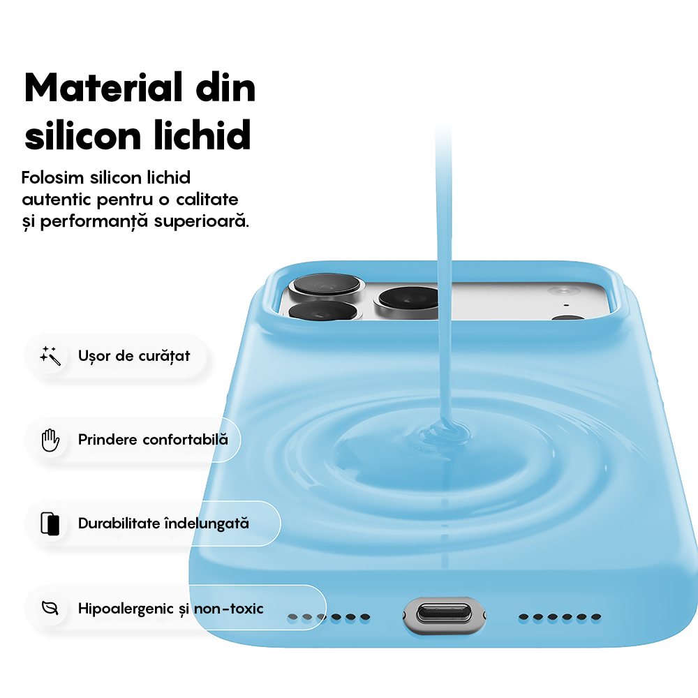 Husa Soft Silicone - iPhone 17 Pro - Cadet Blue