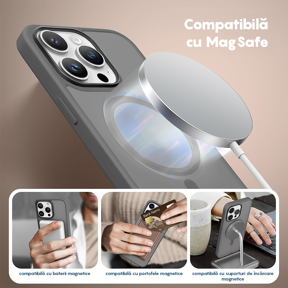 Husa MagSafe - iPhone 15 Pro - Light Grey