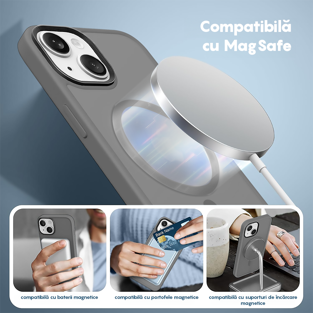 Husa MagSafe - iPhone 15 Plus - Light Grey