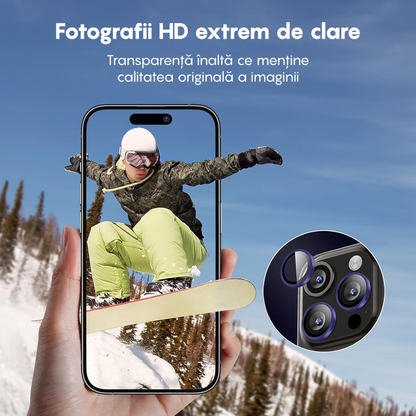 Folie Sticla Lentile Camera MaxDefense+ - iPhone 11 - Mov Inchis
