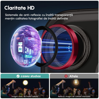 Folie Sticla Lentile Camera MaxDefense+ - iPhone 12/12 Mini - Rosu