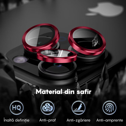 Folie Sticla Lentile Camera MaxDefense+ - iPhone 12 Pro Max - Rosu
