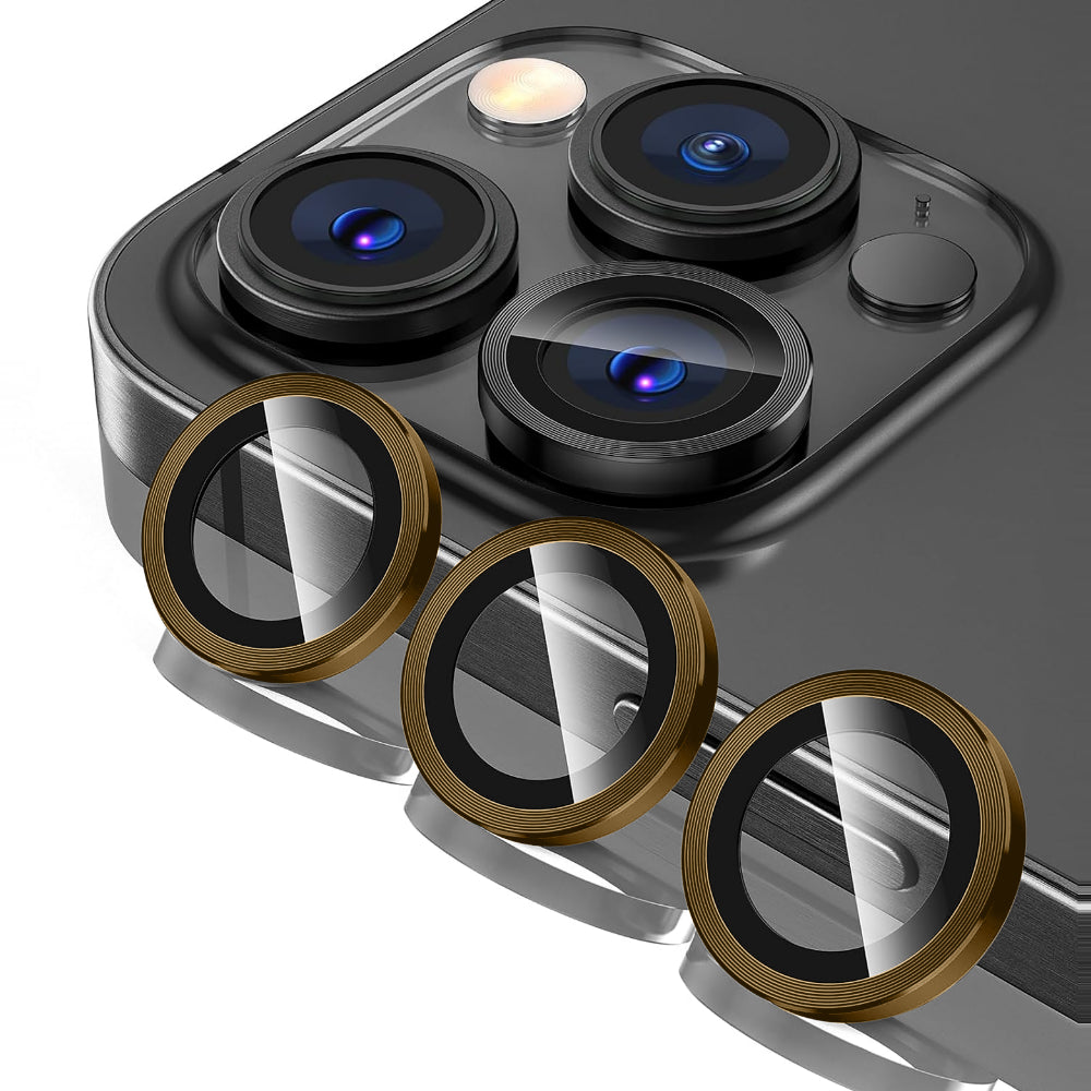 Folie Sticla Lentile Camera MaxDefense+ - iPhone 13 Pro/13 Pro Max - Galben