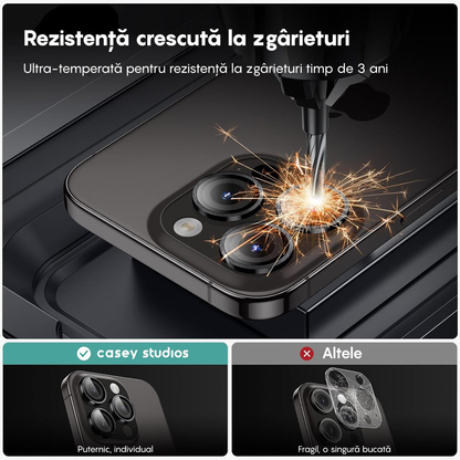 Folie Sticla Lentile Camera MaxDefense+ - iPhone 14/14 Plus - Negru