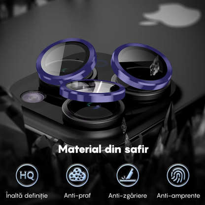 Folie Sticla Lentile Camera MaxDefense+ - iPhone 14/14 Plus - Mov Inchis