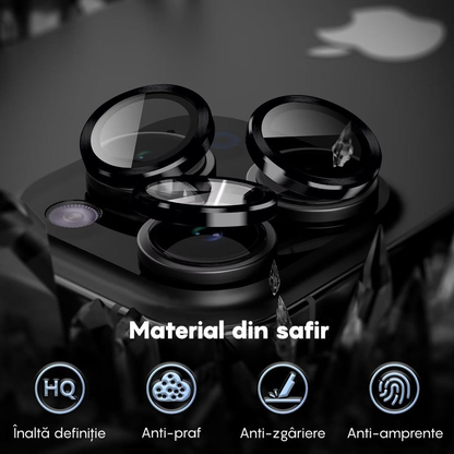 Folie Sticla Lentile Camera MaxDefense+ - iPhone 14 Pro/14 Pro Max - Negru