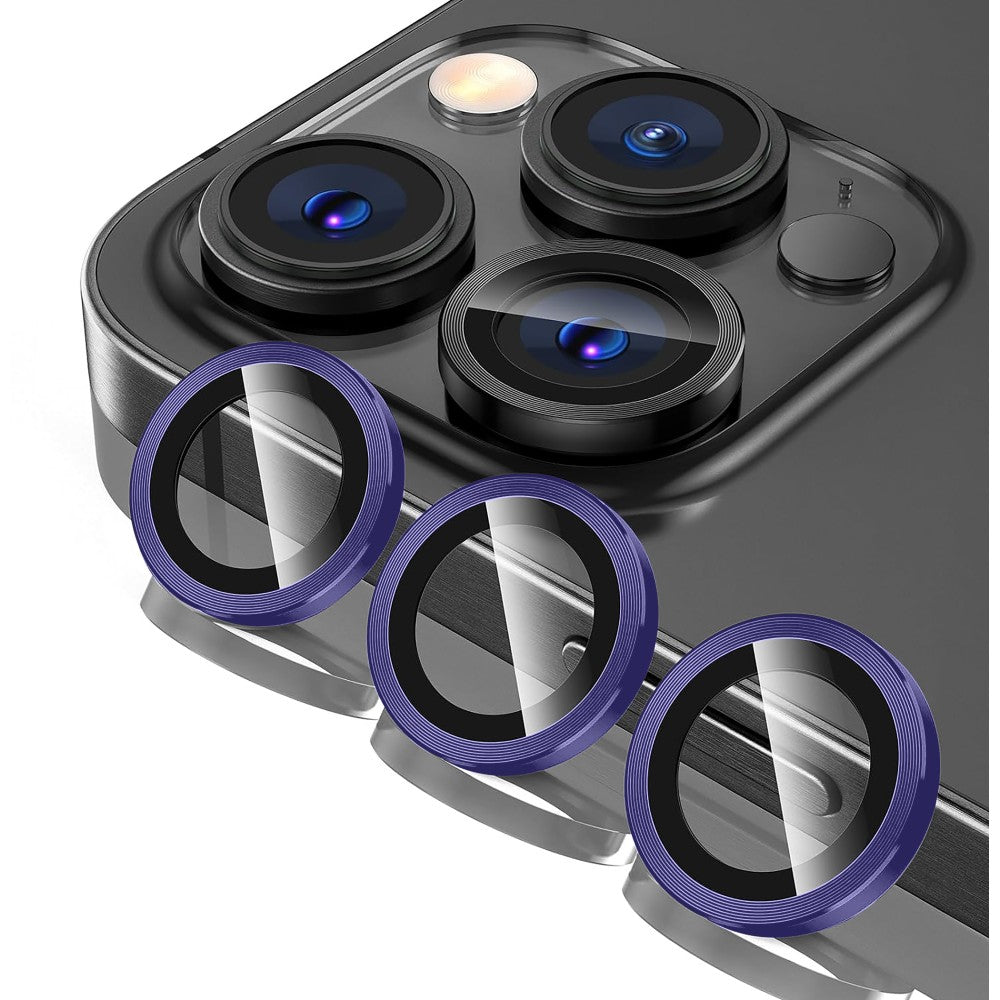 Folie Sticla Lentile Camera MaxDefense+ - iPhone 14 Pro/14 Pro Max - Mov Inchis
