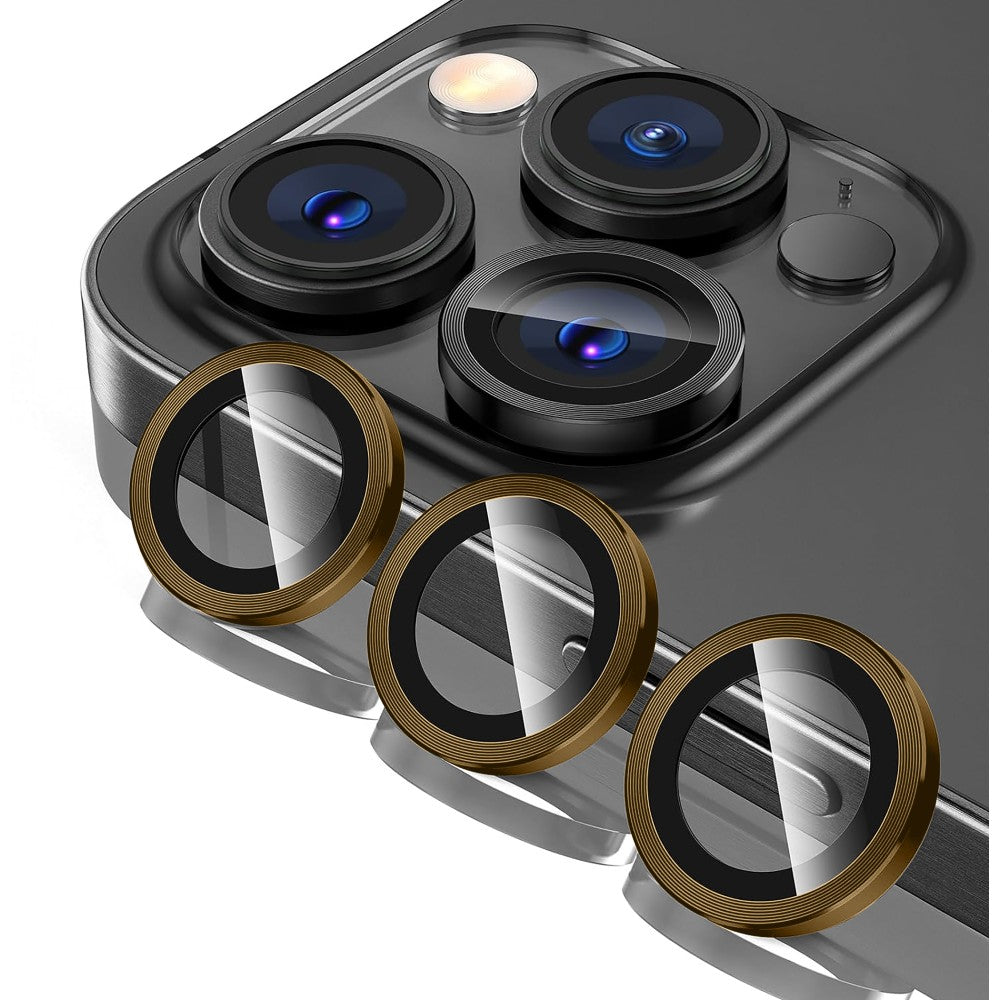 Folie Sticla Lentile Camera MaxDefense+ - iPhone 14 Pro/14 Pro Max - Galben