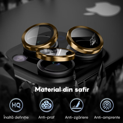 Folie Sticla Lentile Camera MaxDefense+ - iPhone 14 Pro/14 Pro Max - Galben