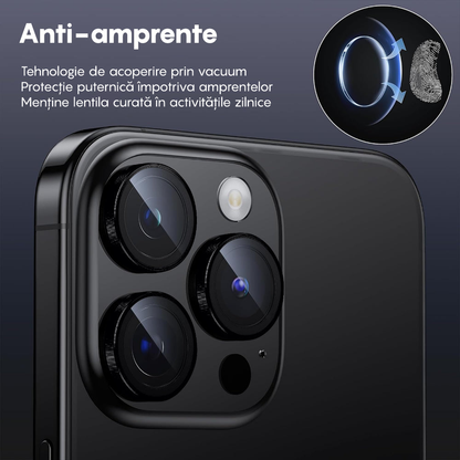 MaxDefense+ Camera Lens Glass Film - iPhone 15 Pro/15 Pro Max - Black