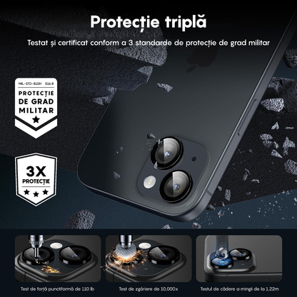 MaxDefense+ Camera Lens Glass Film - iPhone 15 Pro/15 Pro Max - Black