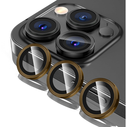 Folie Sticla Lentile Camera MaxDefense+ - iPhone 15 Pro/15 Pro Max - Galben