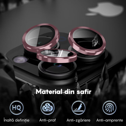 Folie Sticla Lentile Camera MaxDefense+ - iPhone 15 Pro/15 Pro Max - Roz