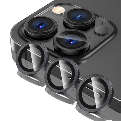Folie Sticla Lentile Camera MaxDefense+ - iPhone 15 Pro/15 Pro Max - Argintiu