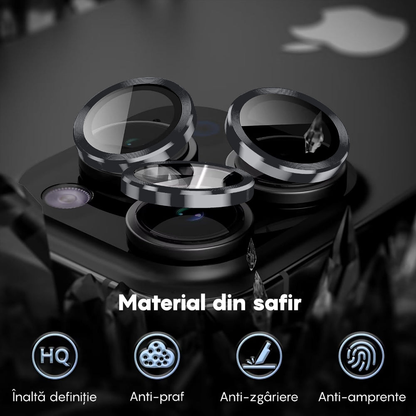 Folie Sticla Lentile Camera MaxDefense+ - iPhone 15 Pro/15 Pro Max - Argintiu