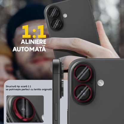 MaxDefense+ Camera Lens Glass Protector - iPhone 16/16 Plus - Red