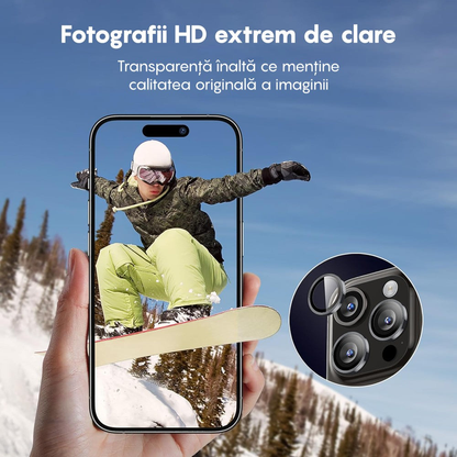 Folie Sticla Lentile Camera MaxDefense+ - iPhone 16 Pro/16 Pro Max - Argintiu