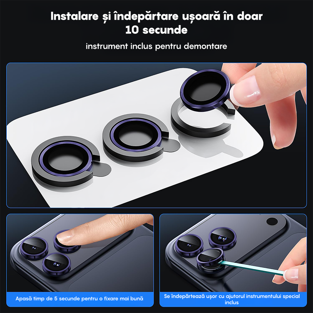 MaxDefense+ Camera Lens Glass Protector - iPhone 17 Pro / 17 Pro Max - Dark Purple