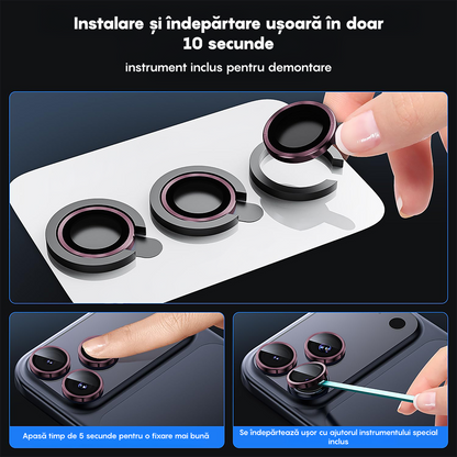 Folie Sticla Lentile Camera MaxDefense+ - iPhone 17 Pro / 17 Pro Max - Roz