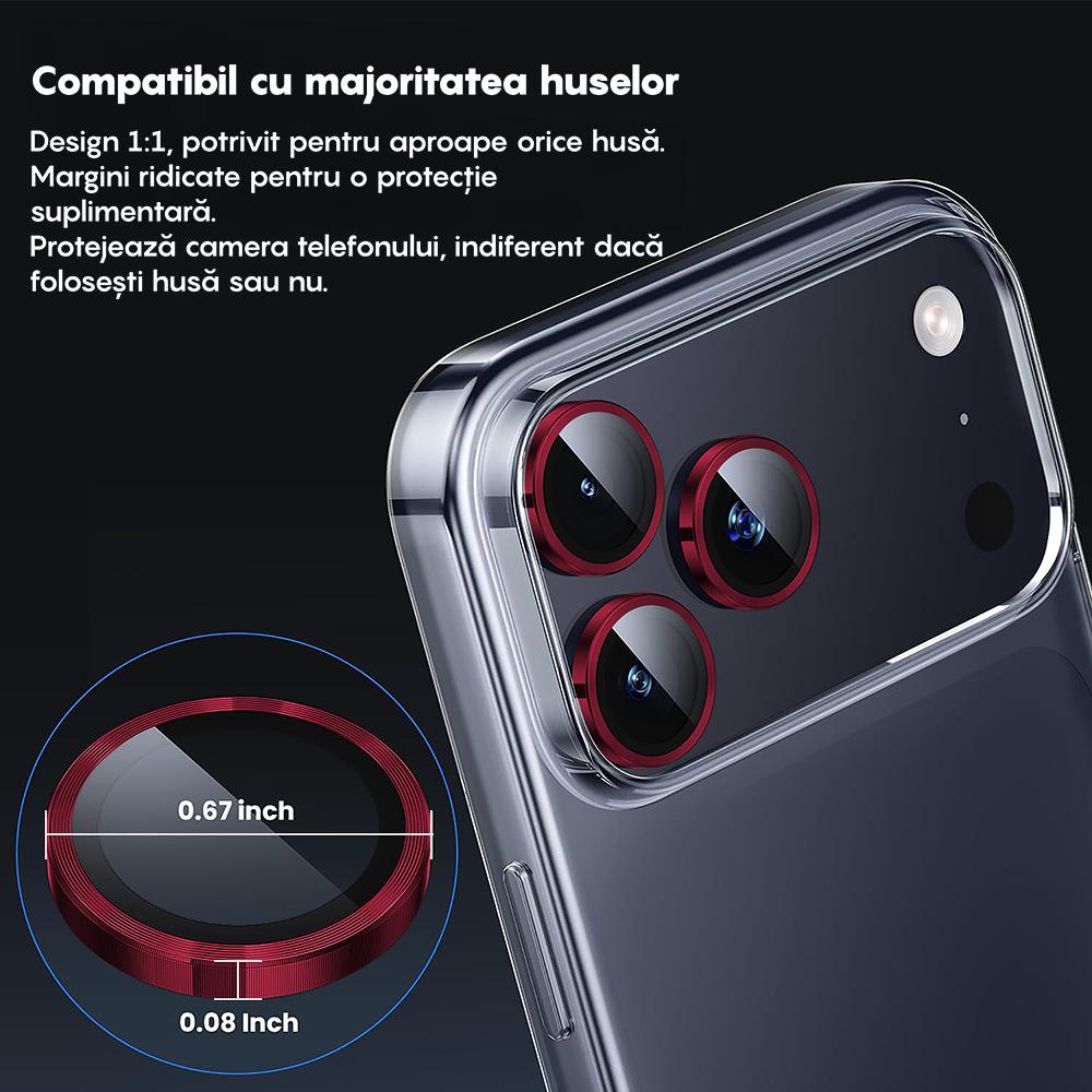 MaxDefense+ Camera Lens Glass Film - iPhone 17 Pro / 17 Pro Max - Red