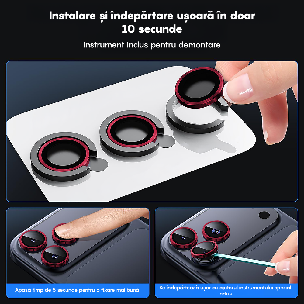 MaxDefense+ Camera Lens Glass Film - iPhone 17 Pro / 17 Pro Max - Red