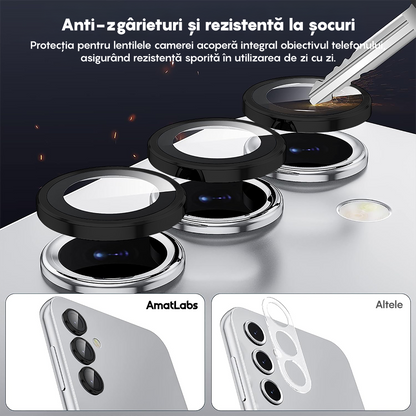 Folie Sticla Lentile Camera MaxDefense+ - Samsung Galaxy A16 - Negru