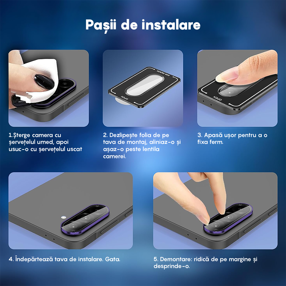 Folie Sticla Lentile Camera MaxDefense+ - Samsung Galaxy A56 / A36 - Mov