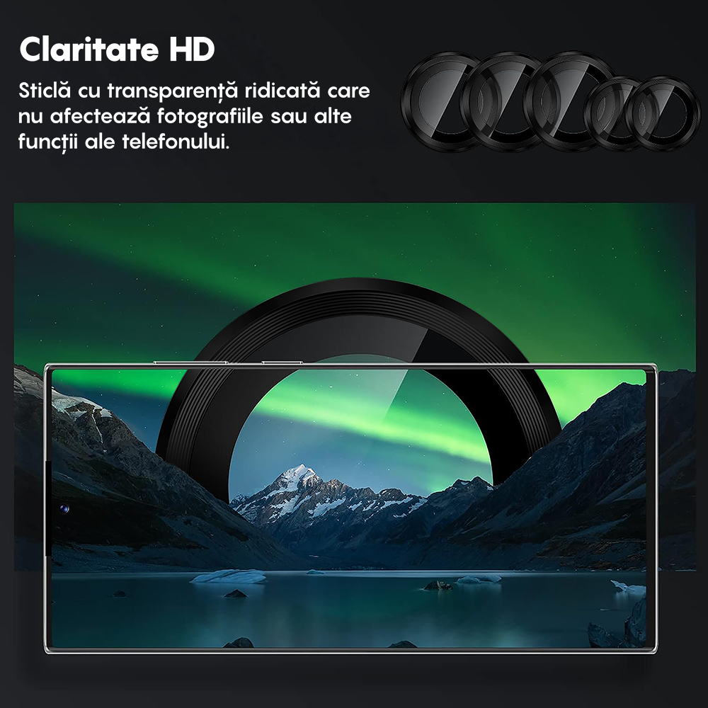 MaxDefense+ Camera Lens Glass Film - Samsung Galaxy S22 Ultra - Black