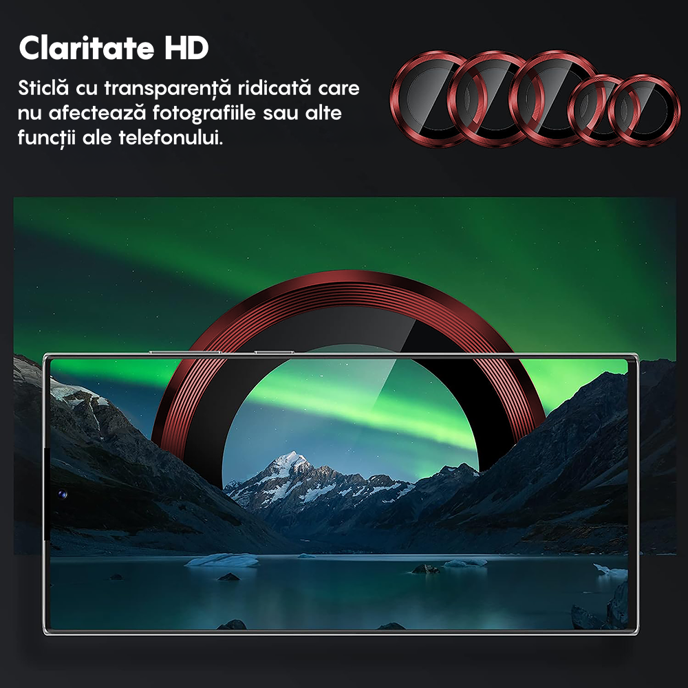 MaxDefense+ Camera Lens Glass Film - Samsung Galaxy S22 Ultra - Red