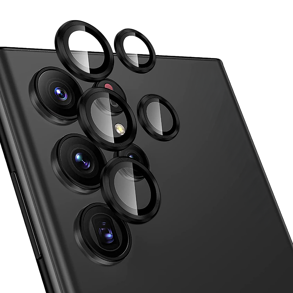 Folie Sticla Lentile Camera MaxDefense+ - Samsung Galaxy S23 Ultra - Negru