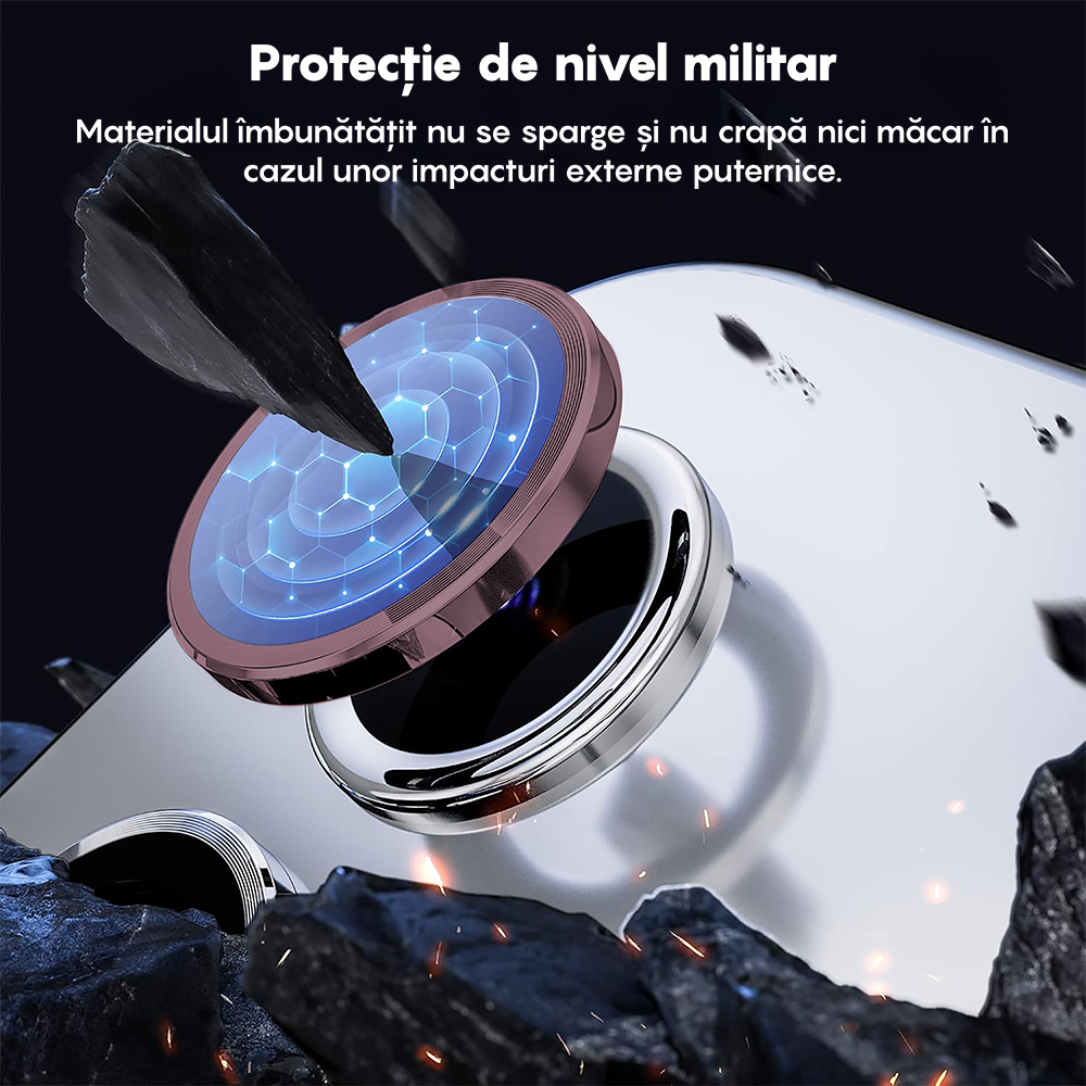 Folie Sticla Lentile Camera MaxDefense+ - Samsung Galaxy S24 FE - Roz