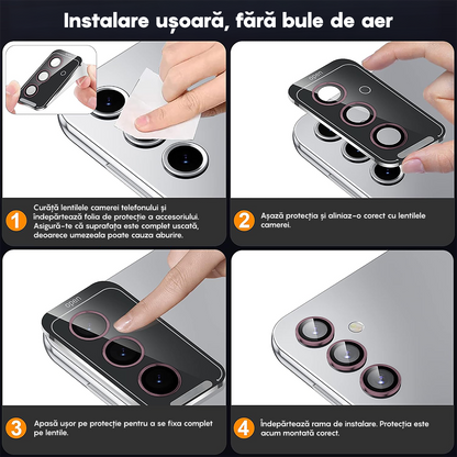 Folie Sticla Lentile Camera MaxDefense+ - Samsung Galaxy S24 FE - Roz