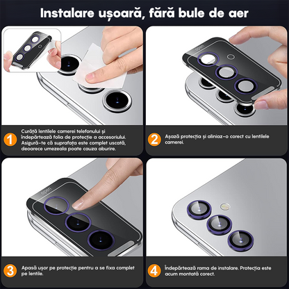 Folie Sticla Lentile Camera MaxDefense+ - Samsung Galaxy S24 Plus - Mov Inchis