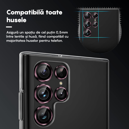 Folie Sticla Lentile Camera MaxDefense+ - Samsung Galaxy S24 Ultra - Roz