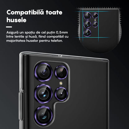 Folie Sticla Lentile Camera MaxDefense+ - Samsung Galaxy S25 Ultra - Mov Inchis