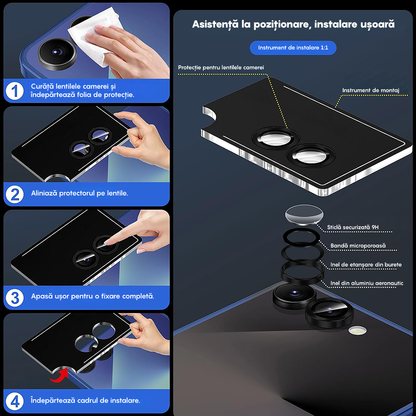 Folie Sticla Lentile Camera MaxDefense+ - Samsung Galaxy Z Flip5 - Negru