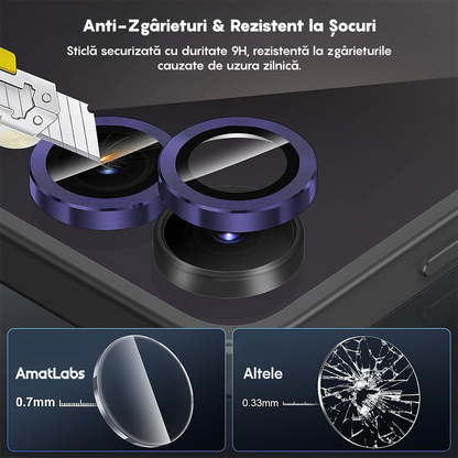 Folie Sticla Lentile Camera MaxDefense+ - Samsung Galaxy Z Flip5 - Mov Inchis