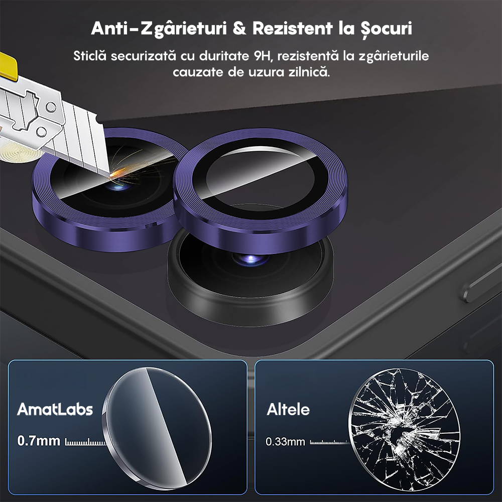 Folie Sticla Lentile Camera MaxDefense+ - Samsung Galaxy Z Fold7 - Mov Inchis