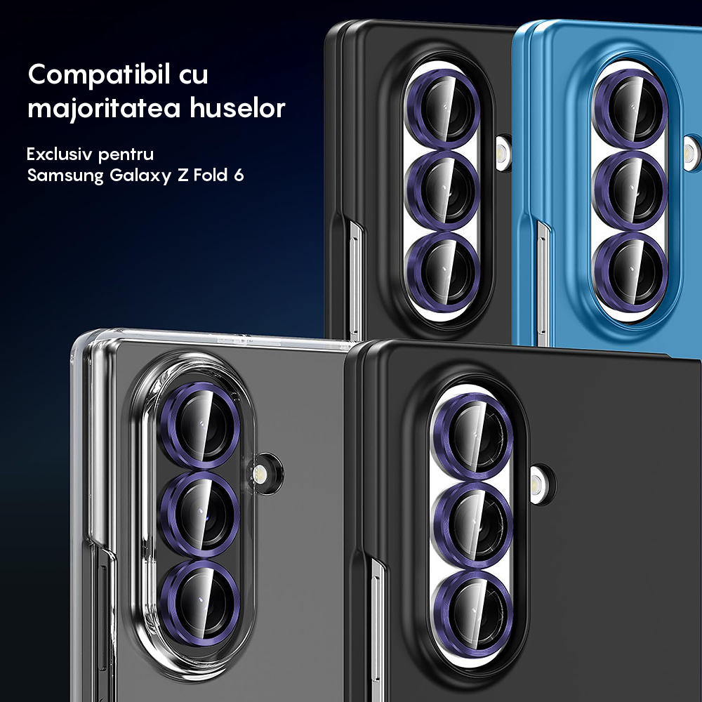 Folie Sticla Lentile Camera MaxDefense+ - Samsung Galaxy Z Fold6 - Mov Inchis