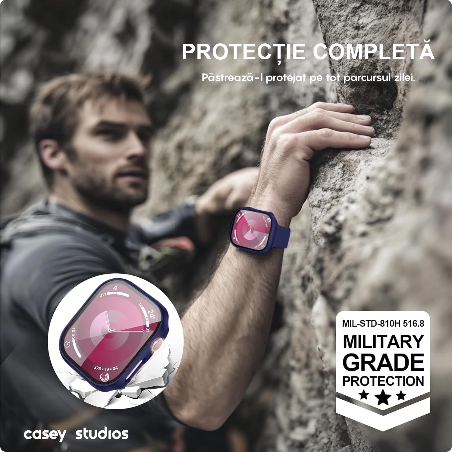 Carcasa 360° (Husa + Folie) - Apple Watch 10/11 - 46MM - Midnight Blue