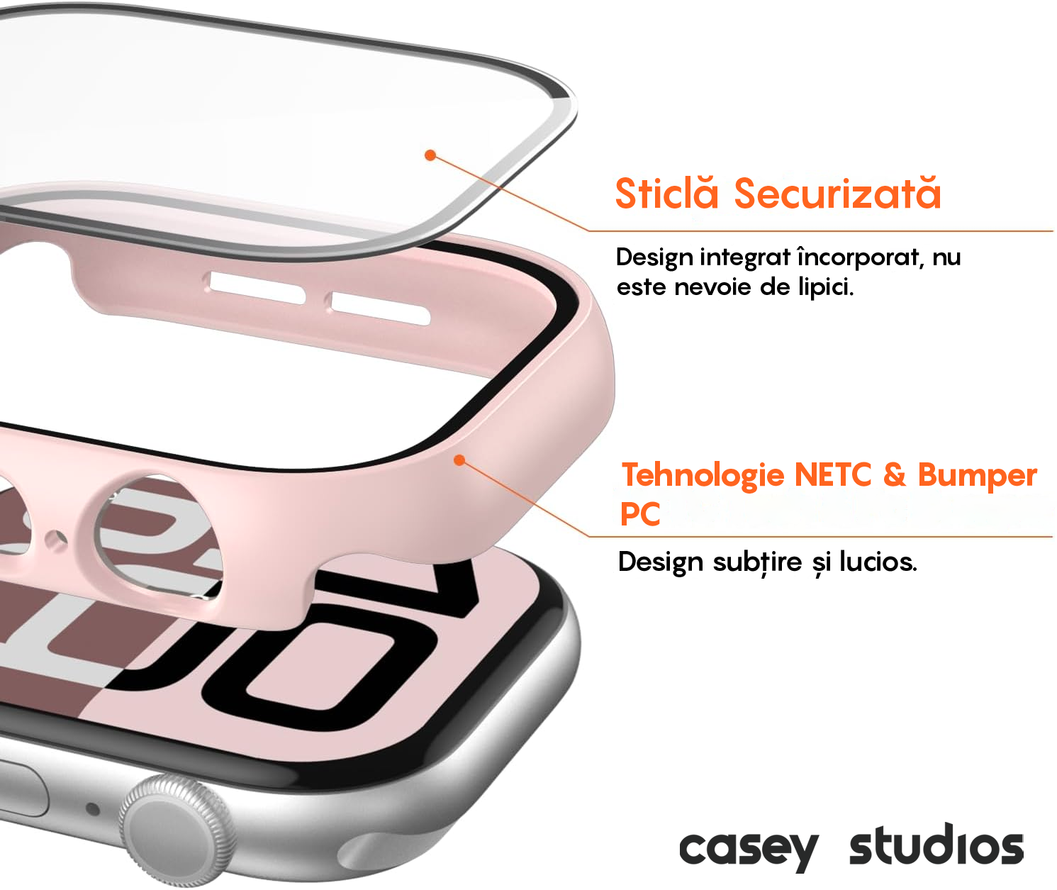 Carcasa 360° (Husa + Folie) - Apple Watch 10/11 - 46MM - Pink