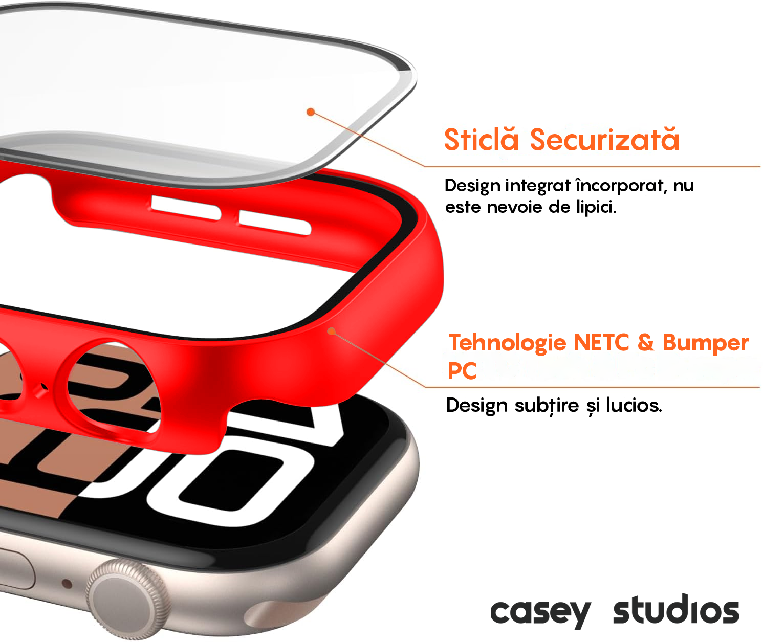 Carcasa 360° (Husa + Folie) - Apple Watch 10/11 - 46MM - Red